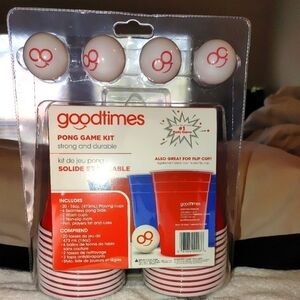 New Goodtimes Beer Pong Game Set With Cups, Mats, Balls, Pens & Rules